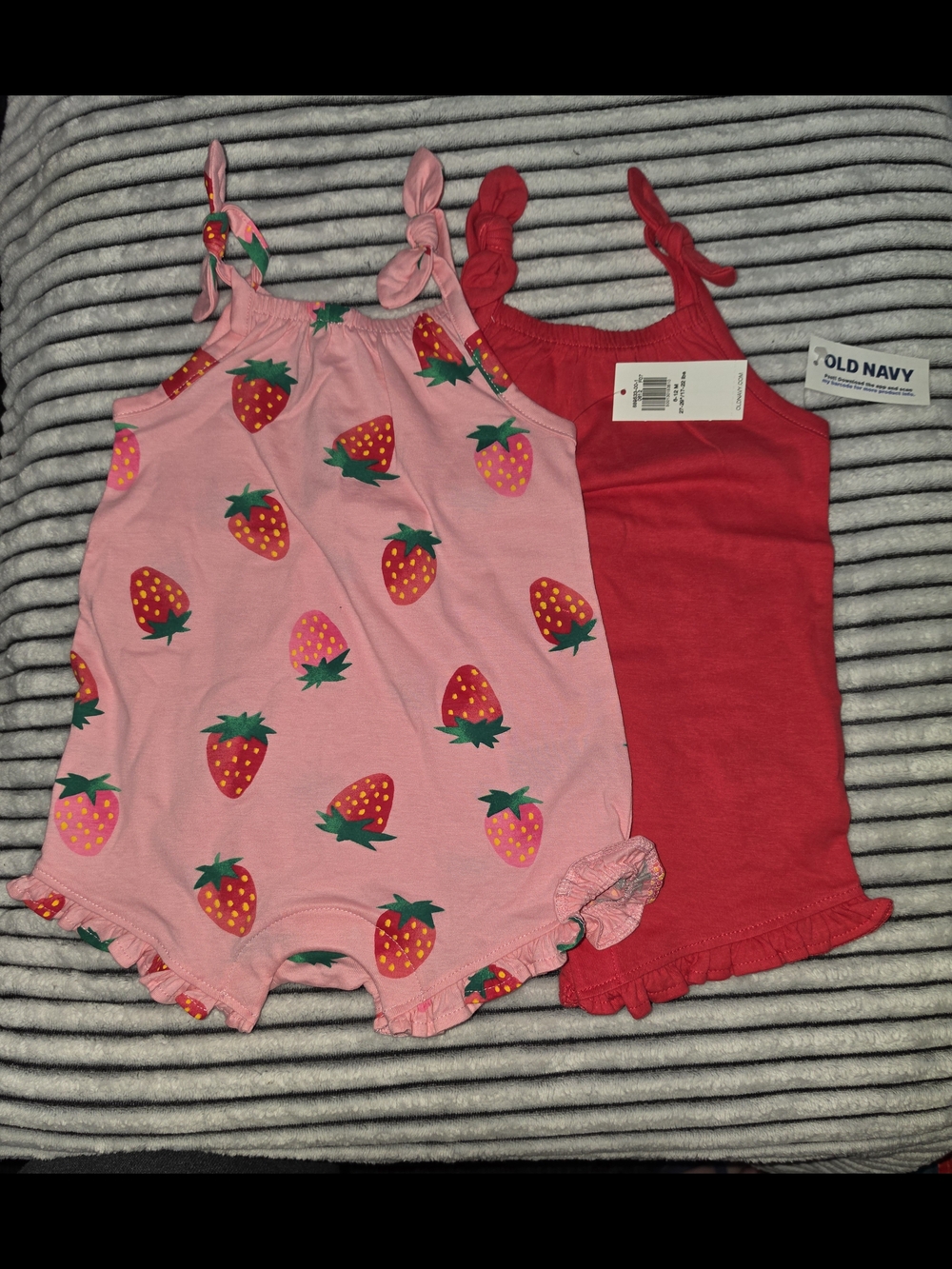 Old Navy Girls Strawberry Romper & Pink Romper Set